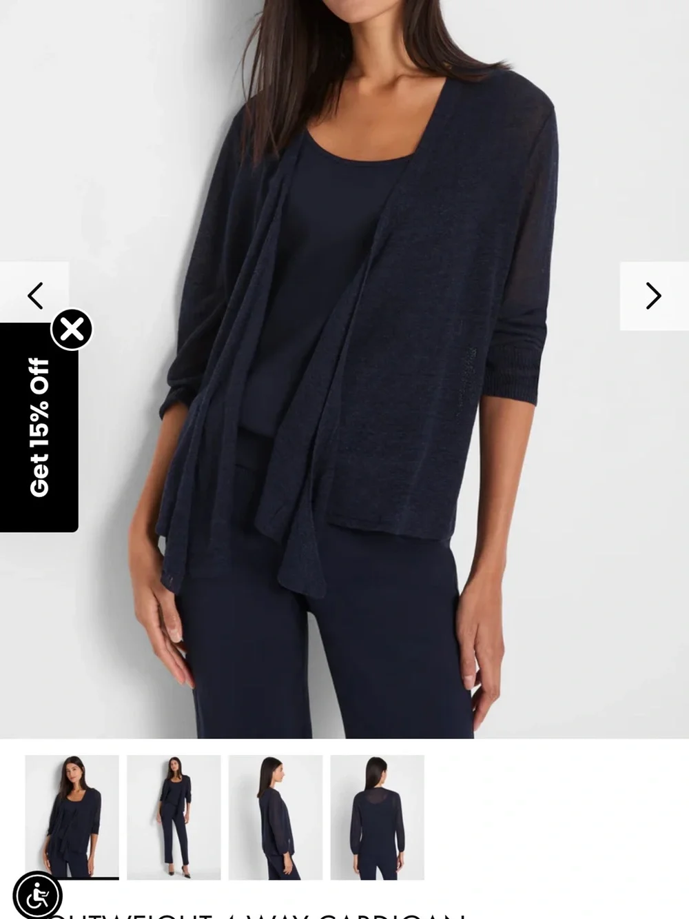 NIC+ZOE Navy Open-Front Lightweight Cardigan